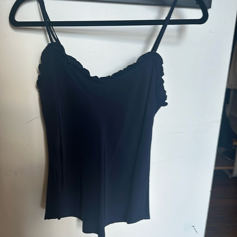 Reformation Navy Silk Top (XS)